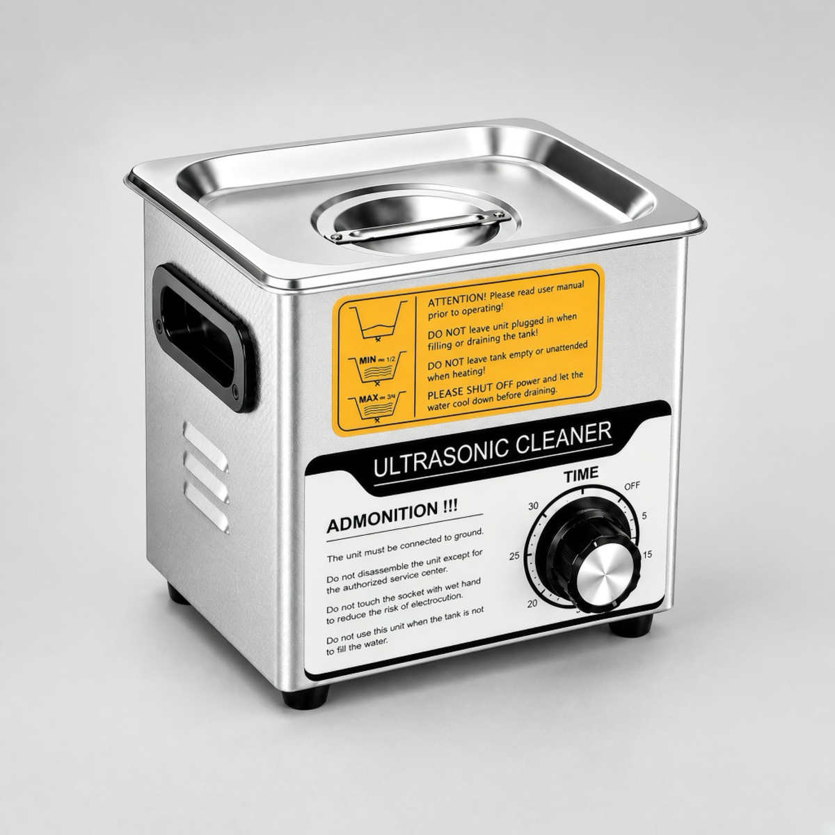 Stainless Steel Ultrasonic Cleaner, side view