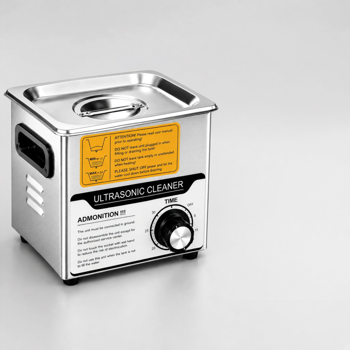 Stainless Steel Ultrasonic Cleaner, side view
